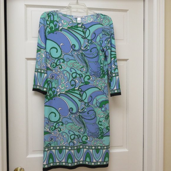 CLEARANCE Maggy London mod print multicolor dress size 6 - Picture 1 of 7